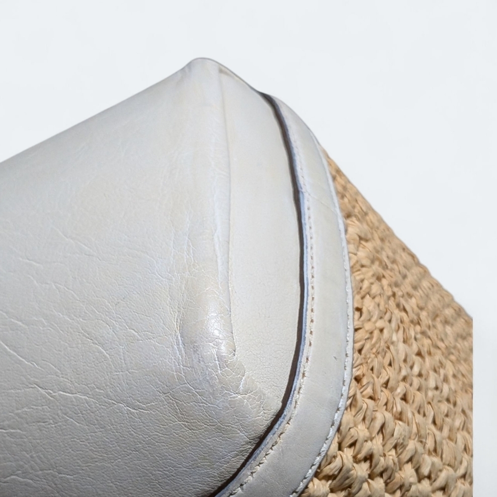 Coach Hampton Tote Peach Ivory White Straw Flower Handbag Large Metallic Basket - Picture 10 of 16